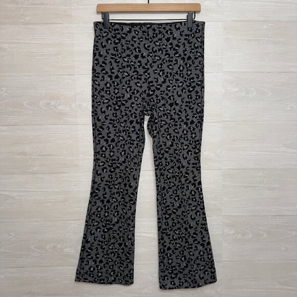 Maeve by Anthropologie Women's Small Gray Leopard Print Mollie Kick Flare Pants - Picture 2 of 7
